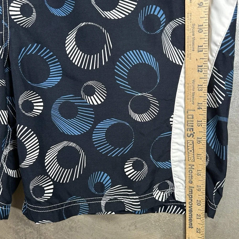 Nautica Swim Trunks Men's Large Blue‎ And White Lined Drawstring Pool Beach